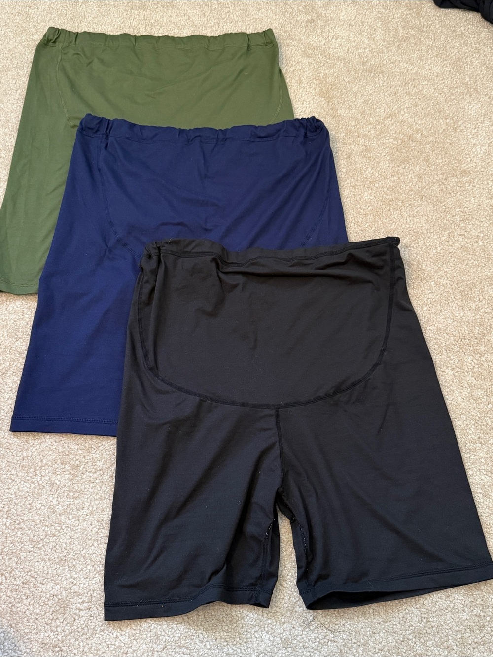 Maternity Biker Shorts - Black, Navy, Olive - Size L 5.5 inseam